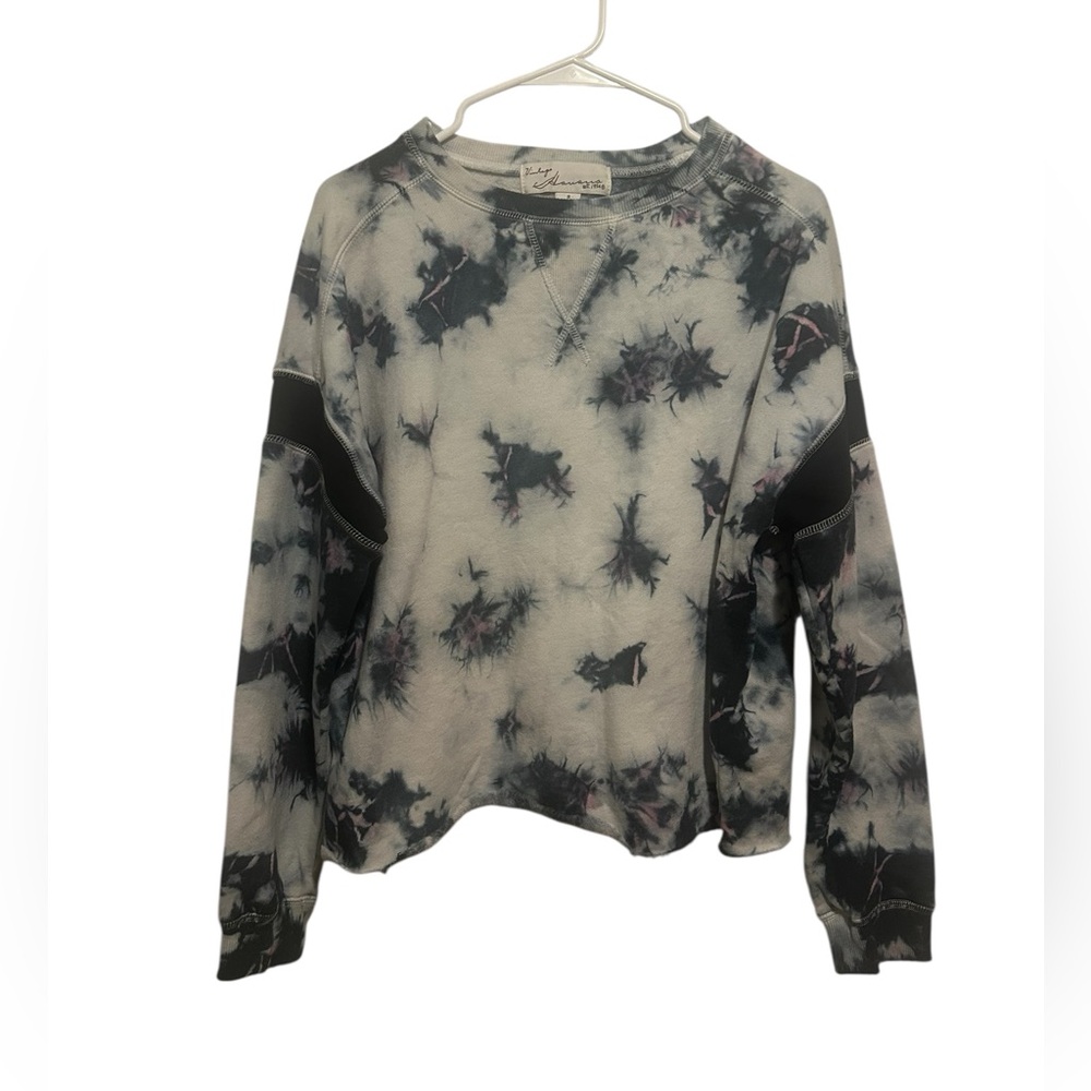 Vintage Havana Black and Gray Tie-Dye Crewneck